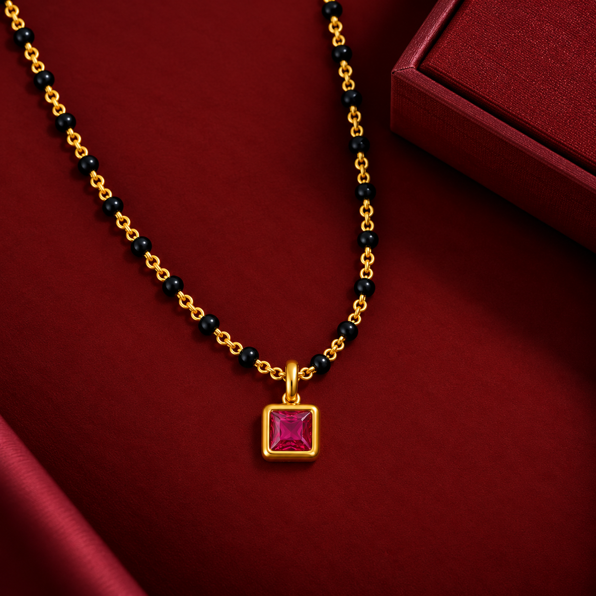 Ruby Pink Solitaire Mangalsutra