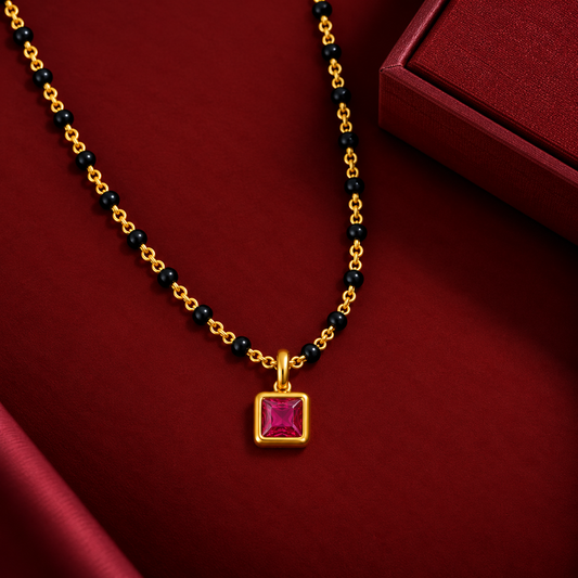 Ruby Pink Solitaire Mangalsutra