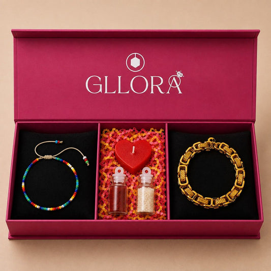 Colorful Rakhi With Boxy Intelinked Bracelet