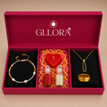 Pearl Rakhi With Emerald Rectangle Pedant Chain And Classic Gold Ring