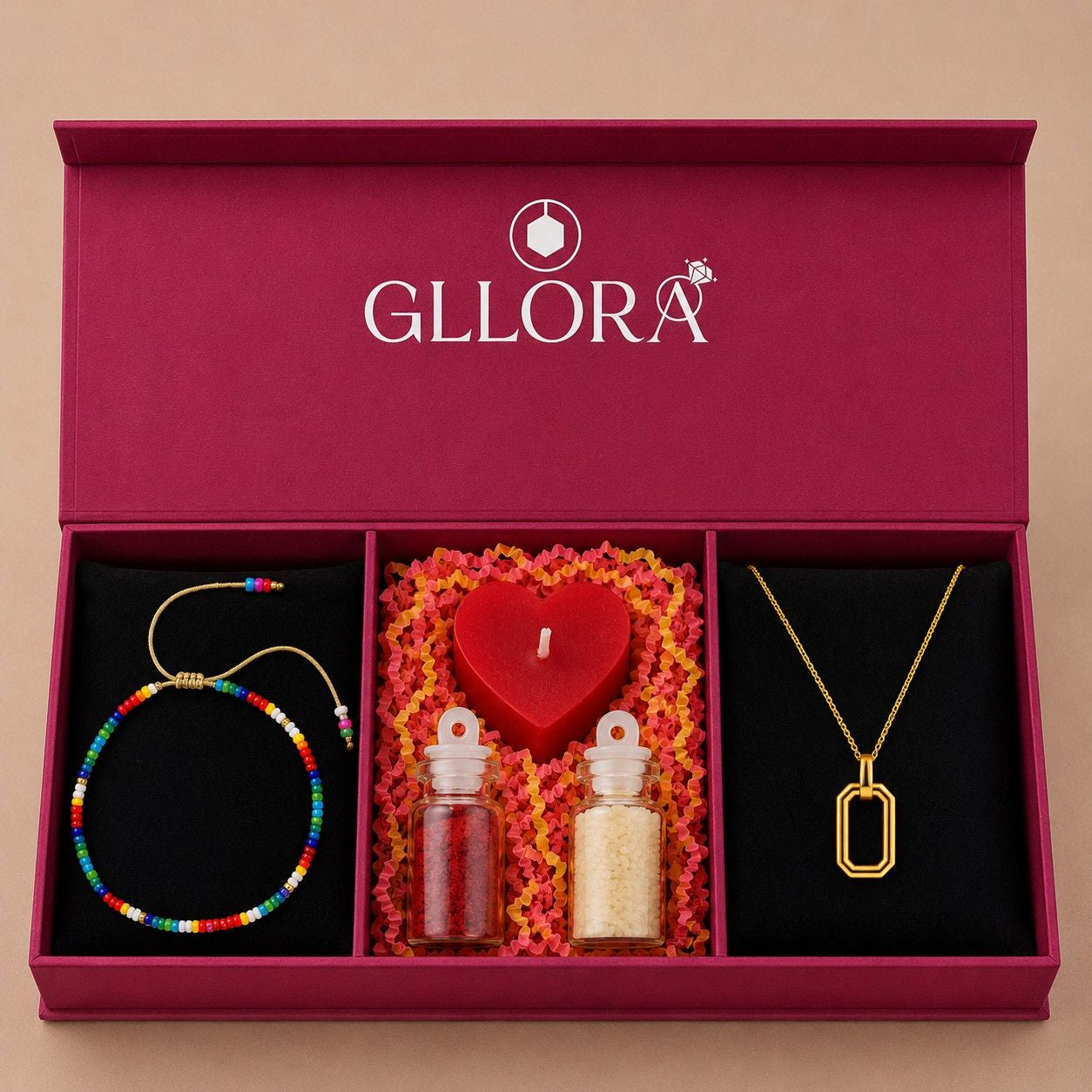Colorful Rakhi With Rectangle Pendant Chain