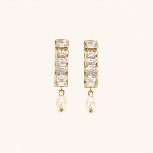 Gllora Pearl Radiance Crystal Drop Earrings