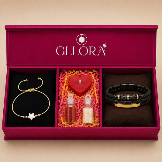 Star Rakhi With Leather Alt Bracelet