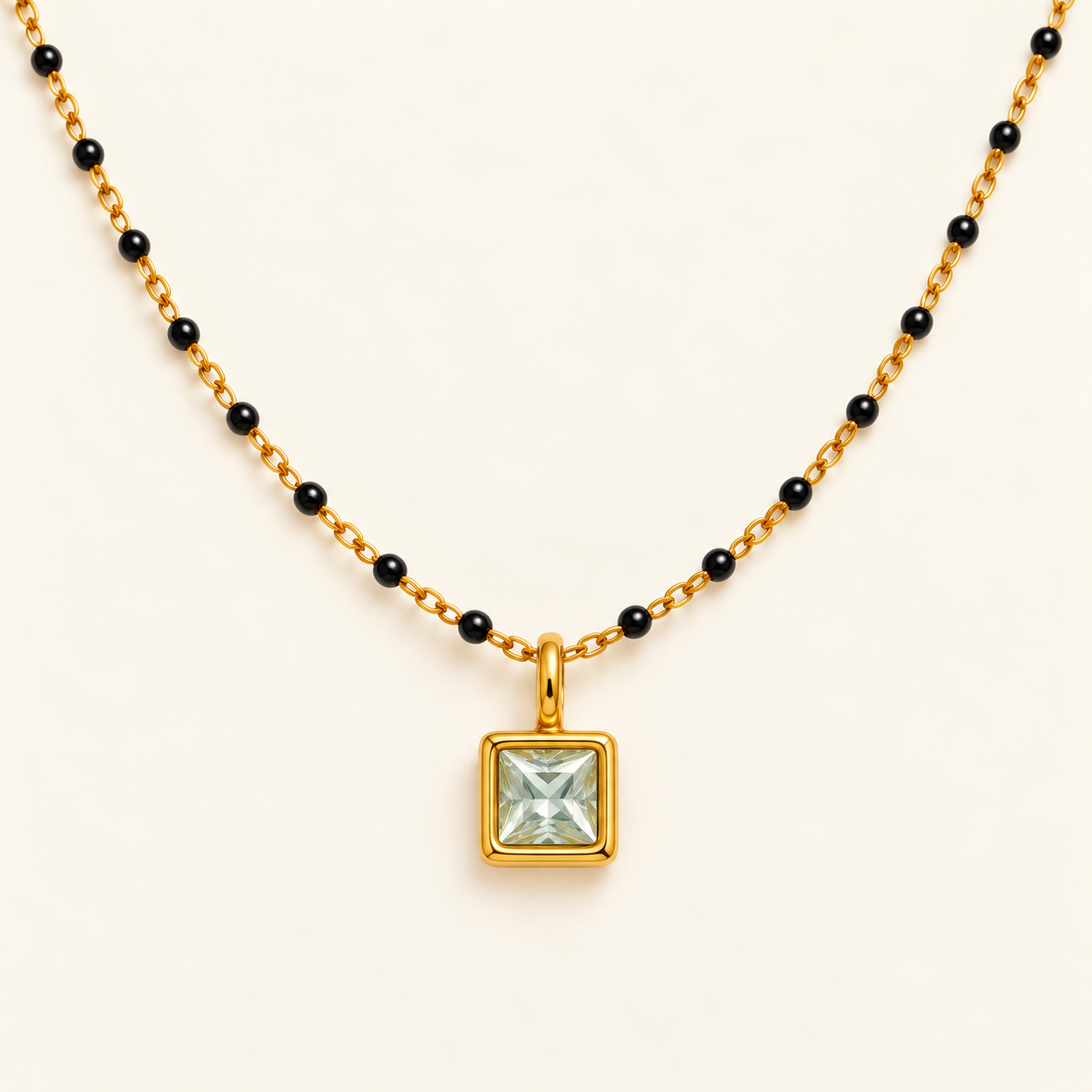 Aquamarine Solitaire Mangalsutra