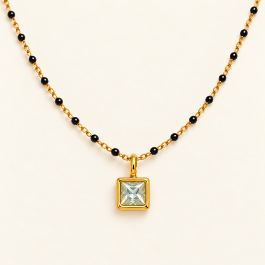 Aquamarine Solitaire Mangalsutra