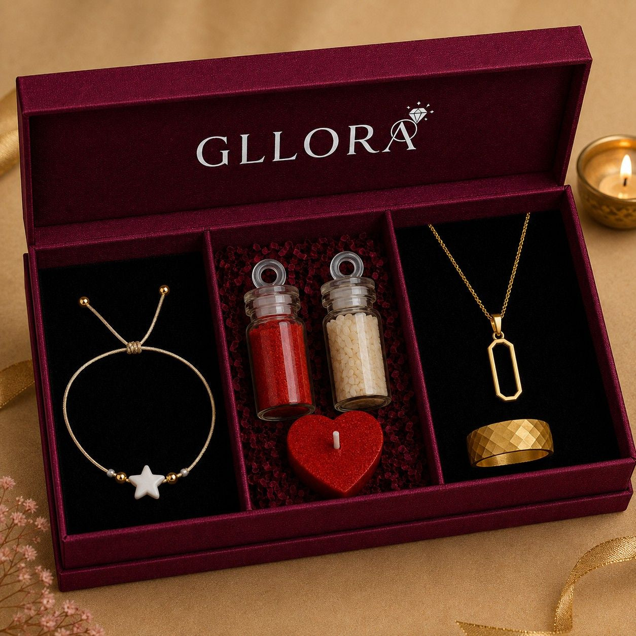 Star Rakhi With Rectangle Pendant Chain And Scaly Ring
