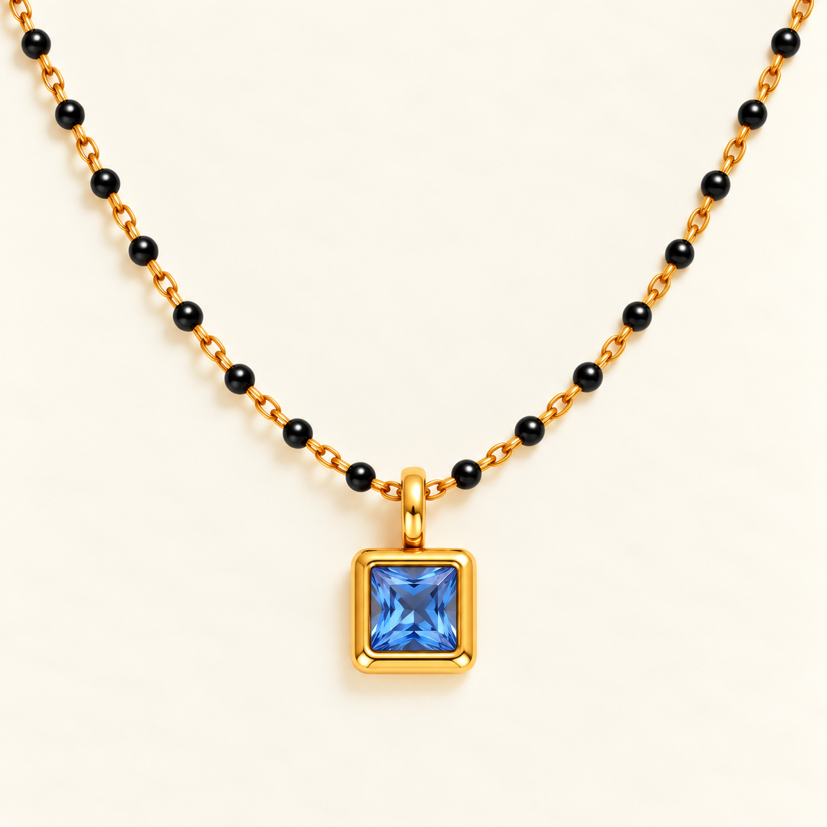 Sapphire Blue Solitaire Mangalsutra