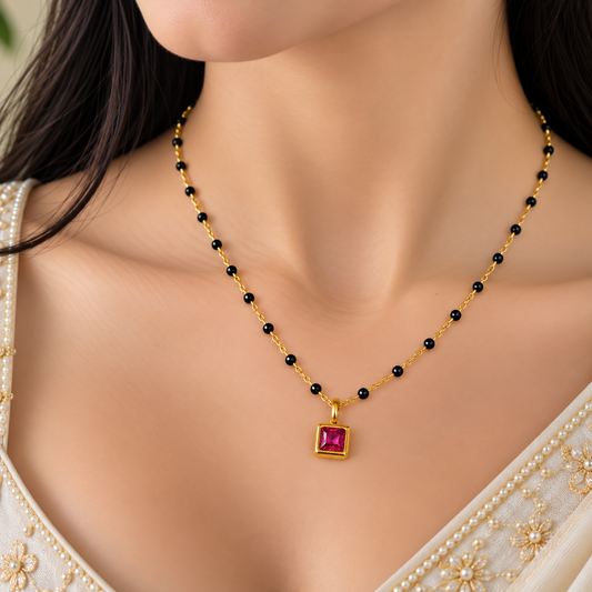 Ruby Pink Solitaire Mangalsutra