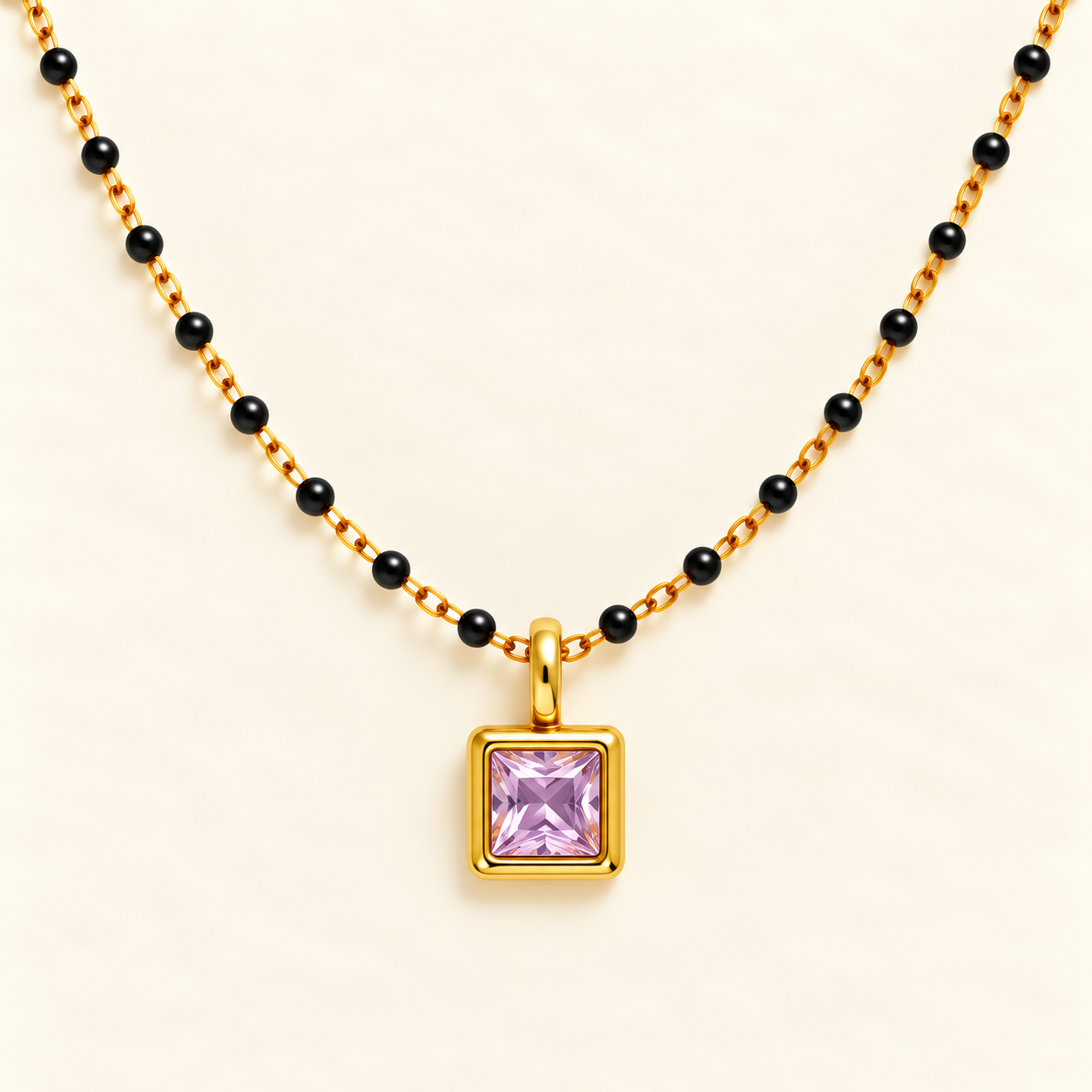 Rose Quartz Solitaire Mangalsutra