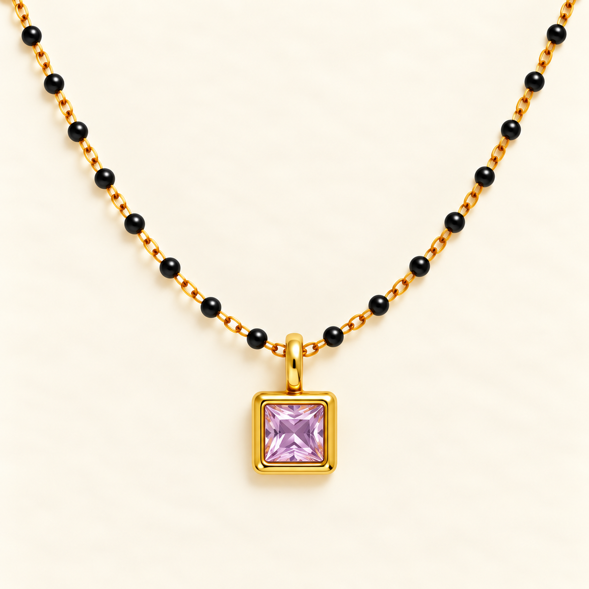 Rose Quartz Solitaire Mangalsutra