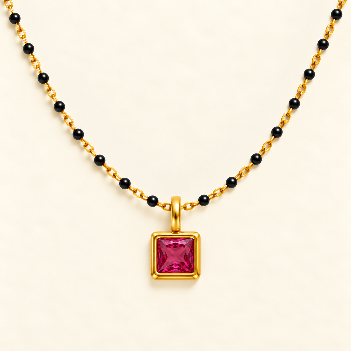 Ruby Pink Solitaire Mangalsutra