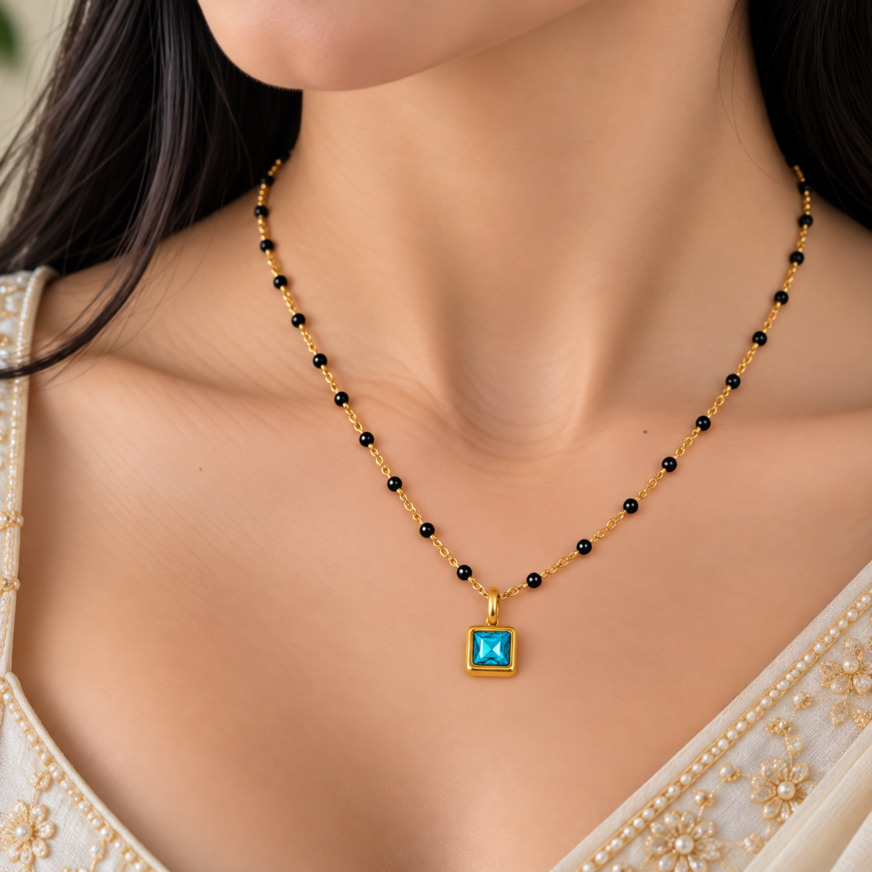 Turquoise Solitaire Mangalsutra