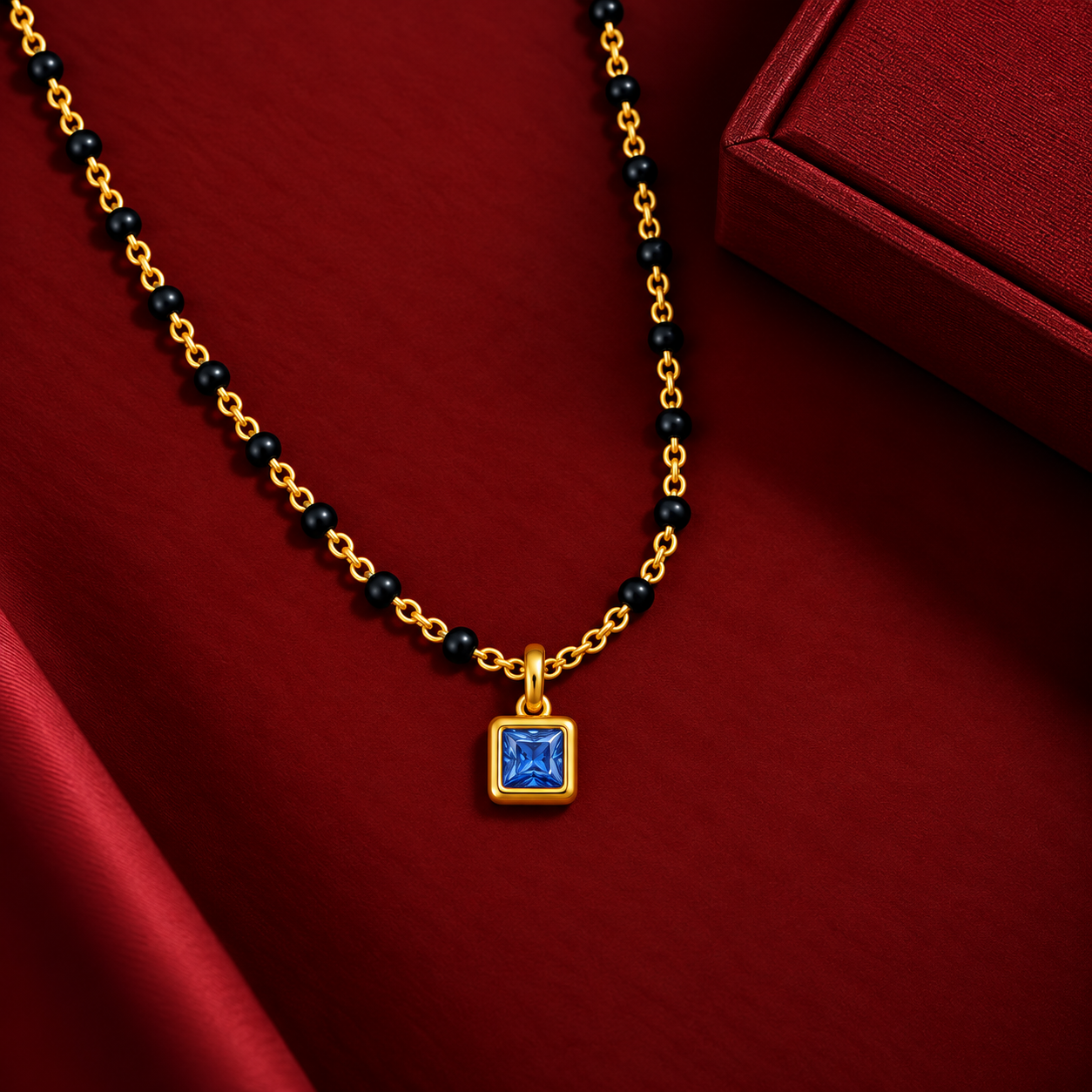 Sapphire Blue Solitaire Mangalsutra