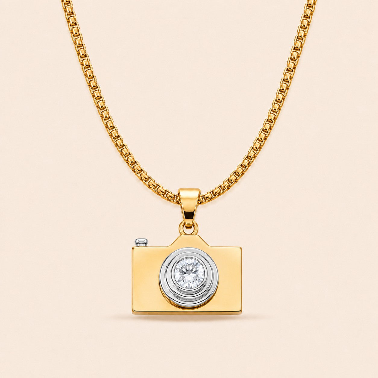 Gold Plated Camera Necklace