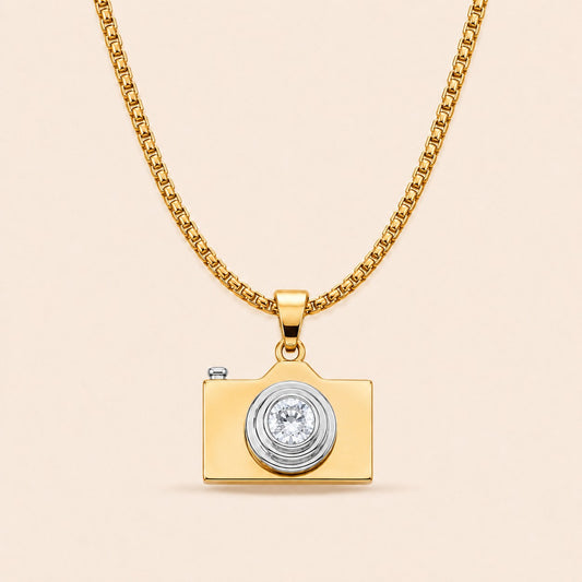 Gold Plated Camera Necklace