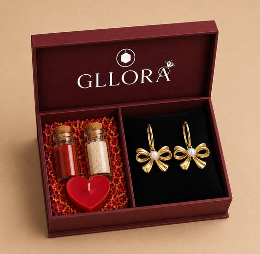 Flora Bow Knot Pearl Centre Drop Earrings – 18K Gold Plated