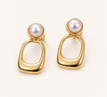 Flora Geo Square Pearl Frame Stud Earrings