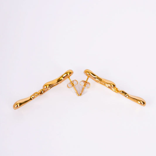 Flora Golden C-Shape Smooth Open Hoop Earrings – 18K Gold Plated-3