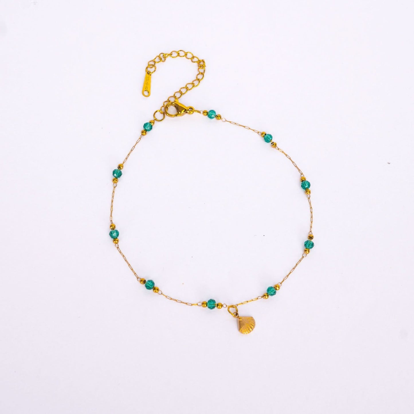 Flora Green Beaded Anklet and Necklace Set – green beaded anklet and necklace jewellery set for women-2