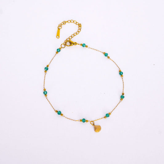 Flora Green Beaded Anklet and Necklace Set – green beaded anklet and necklace jewellery set for women-2
