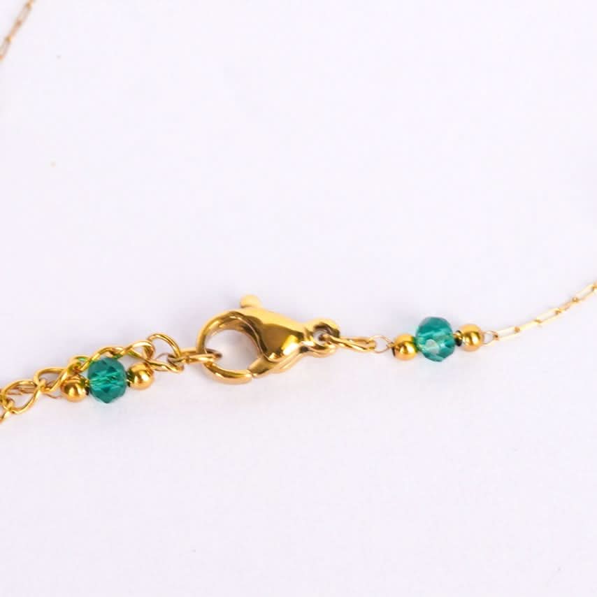Flora Green Beaded Anklet and Necklace Set – green beaded anklet and necklace jewellery set for women-3