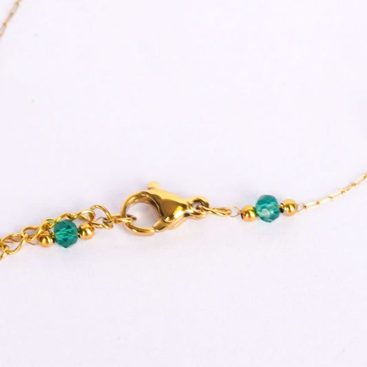 Flora Green Beaded Anklet and Necklace Set – green beaded anklet and necklace jewellery set for women-3
