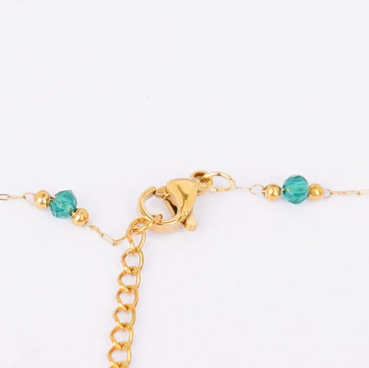 Flora Green Beaded Anklet and Necklace Set – green beaded anklet and necklace jewellery set for women-4