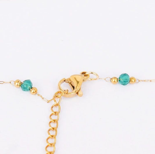 Flora Green Beaded Anklet and Necklace Set – green beaded anklet and necklace jewellery set for women-4