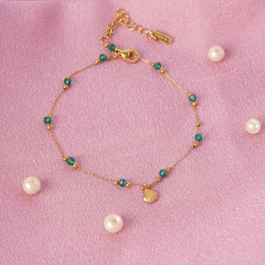 Flora Green Beaded Anklet and Necklace Set – green beaded anklet and necklace jewellery set for women-7