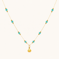 Flora Green Beaded Anklet and Necklace Set