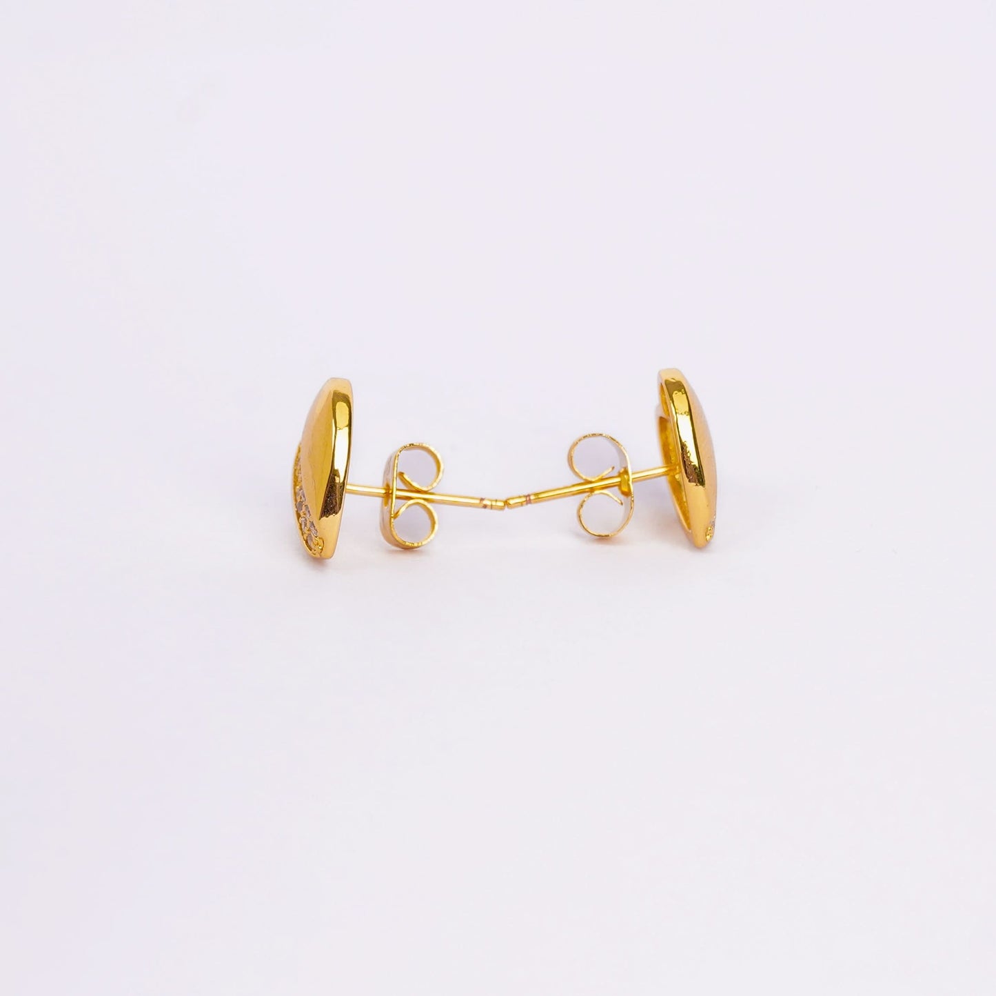 Flora Heart Sparkle Stud Earrings – smooth heart silhouette stud with sparkle detail, 18K gold plated, Flora Collection-3