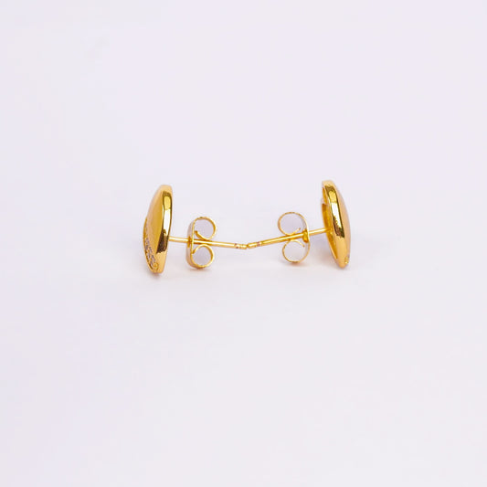 Flora Heart Sparkle Stud Earrings – smooth heart silhouette stud with sparkle detail, 18K gold plated, Flora Collection-3