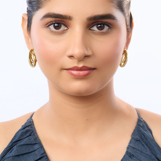 Flora Interlinked Pavé CZ Hoop Earrings – 18K Gold Plated-4