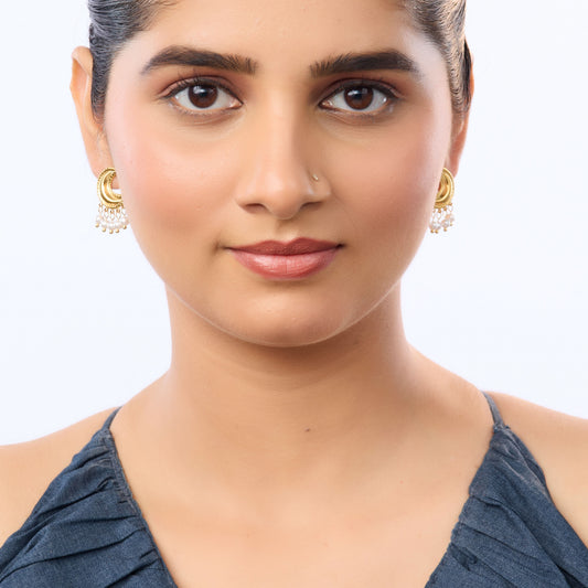 Flora Modern Hoop Earrings – contemporary gold plated hoop earrings, Flora Collection for women-3