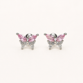 Flora Pink Crystal Butterfly Stud Earrings
