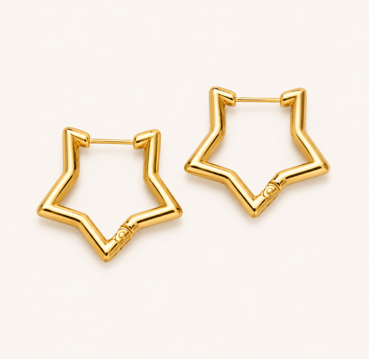 Flora Star & Heart Symbol Stud Earrings – 18K Gold Plated