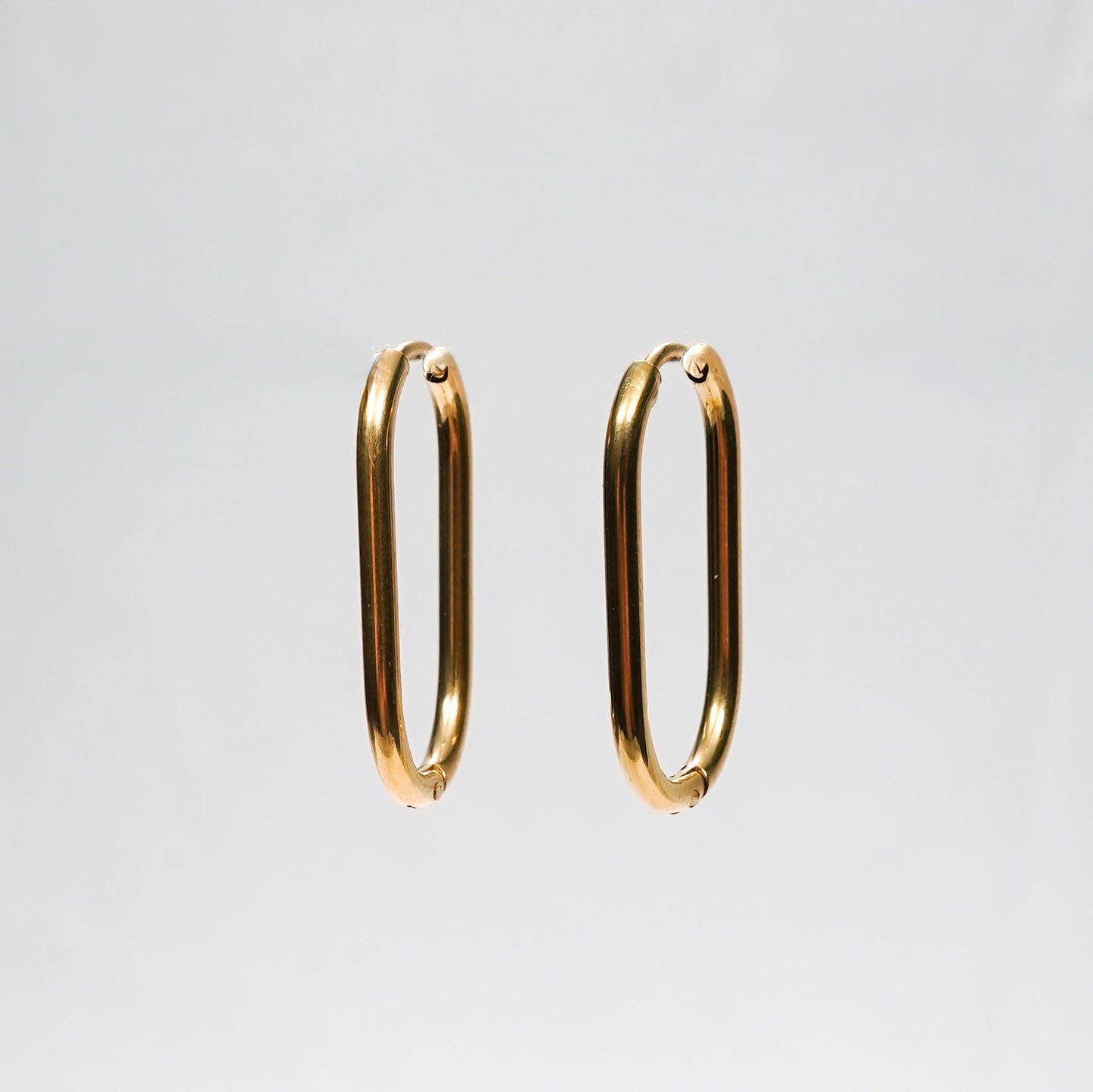 Flora U-Shape Minimal Gold Open Hoop Earrings – 18K Gold Plated-3