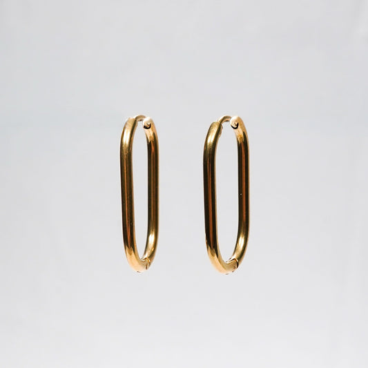 Flora U-Shape Minimal Gold Open Hoop Earrings – 18K Gold Plated-3