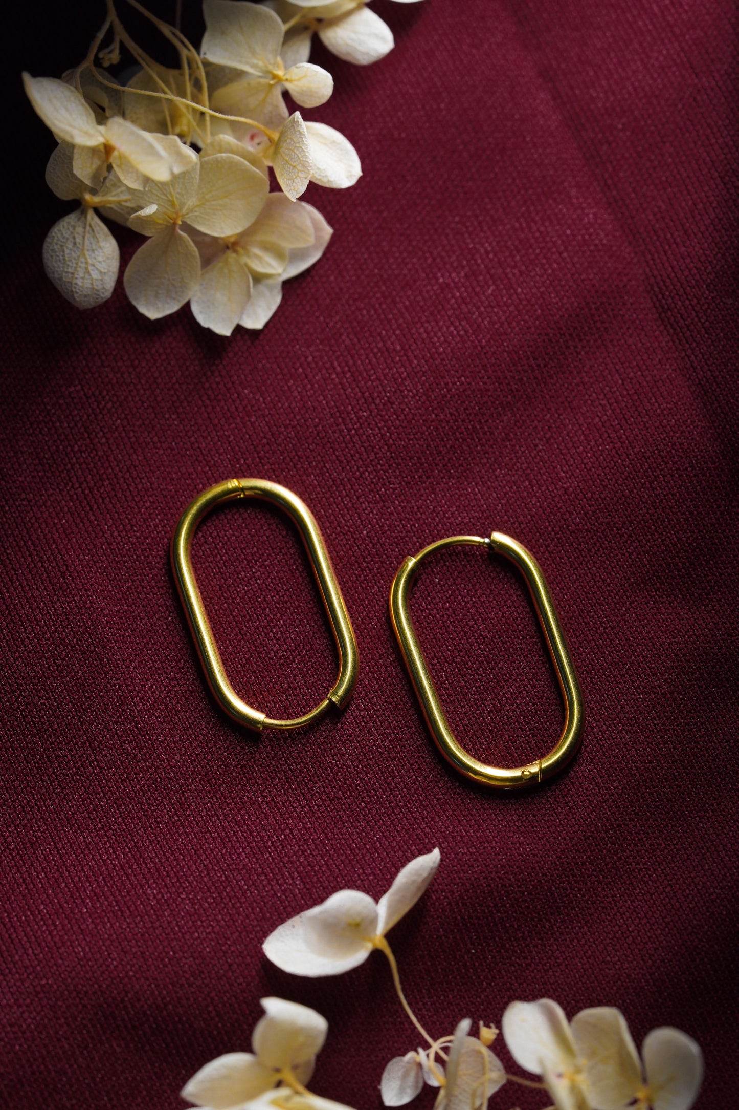 Flora U-Shape Minimal Gold Open Hoop Earrings – 18K Gold Plated-5