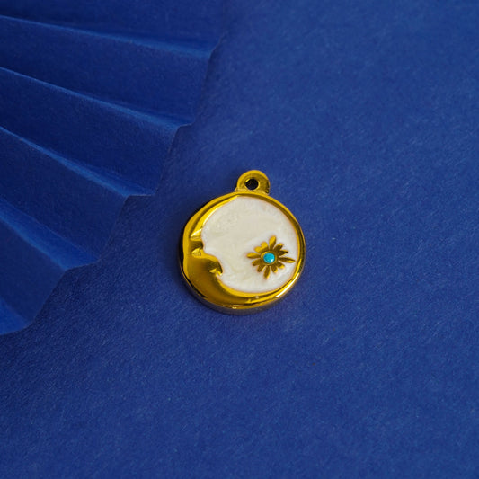 Floral Moon Gold Pendant Necklace – floral and moon motif gold pendant necklace in 18K gold plated finish for women-2
