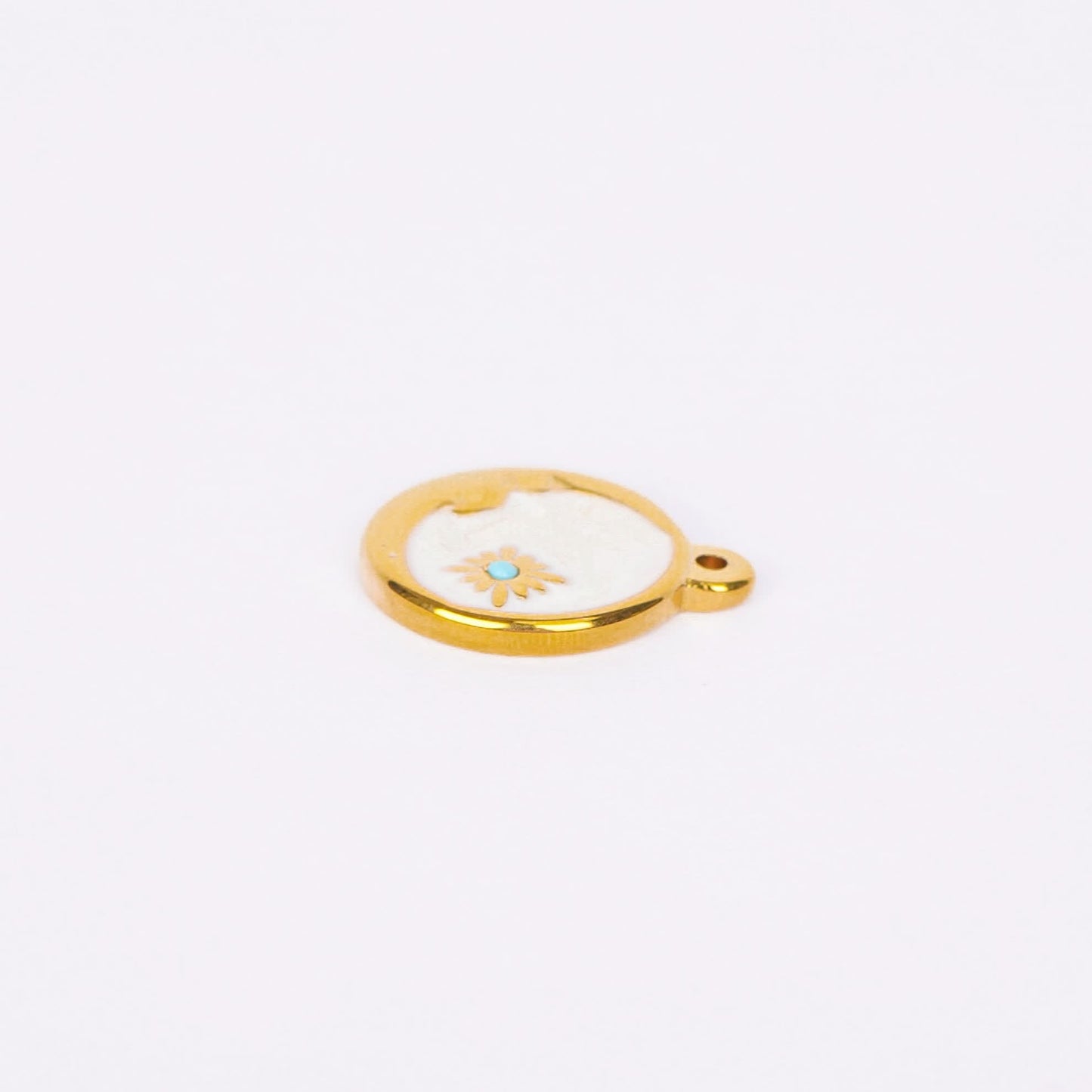 Floral Moon Gold Pendant Necklace – floral and moon motif gold pendant necklace in 18K gold plated finish for women-3