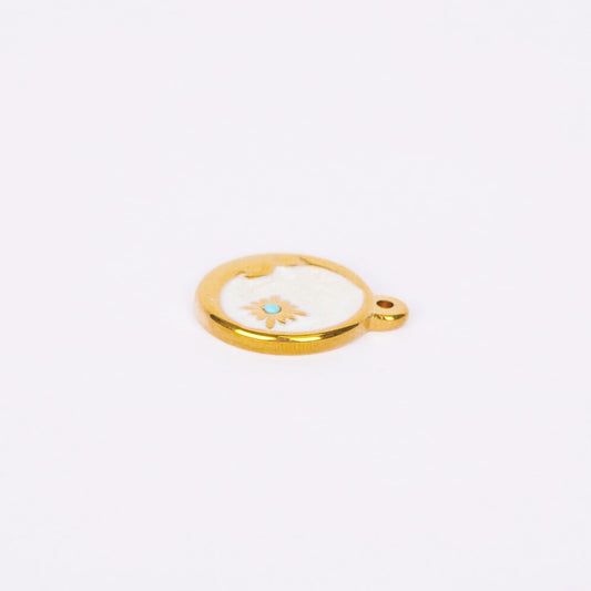 Floral Moon Gold Pendant Necklace – floral and moon motif gold pendant necklace in 18K gold plated finish for women-3