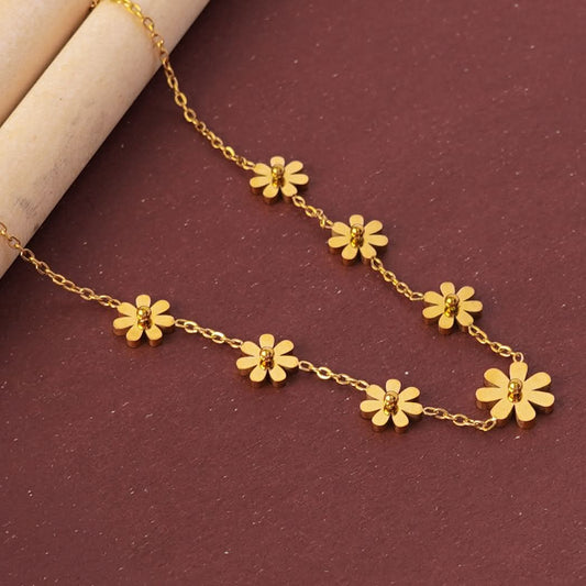 French Bloom Classic Jewellery Set – Parisian bloom motif coordinated jewellery set in 18K gold plated finish-6