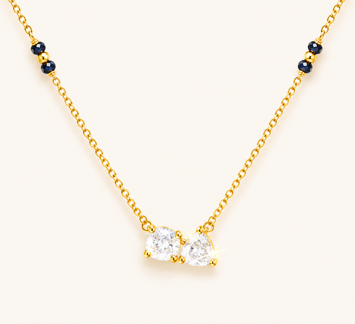 French Geometry White Zircon Necklace – geometric white zircon pendant necklace in 18K gold plated finish for women