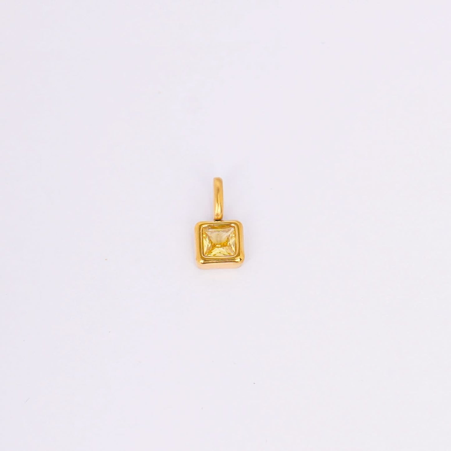 Gem Crystal Pendant Necklace – emerald-cut crystal pendant in 12 colour variants, 18K gold plated, PD18-10
