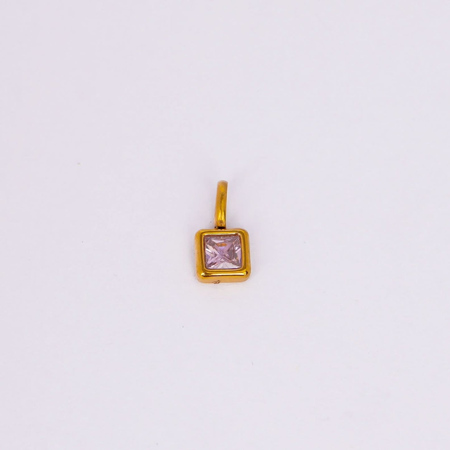 Gem Crystal Pendant Necklace – emerald-cut crystal pendant in 12 colour variants, 18K gold plated, PD18-13