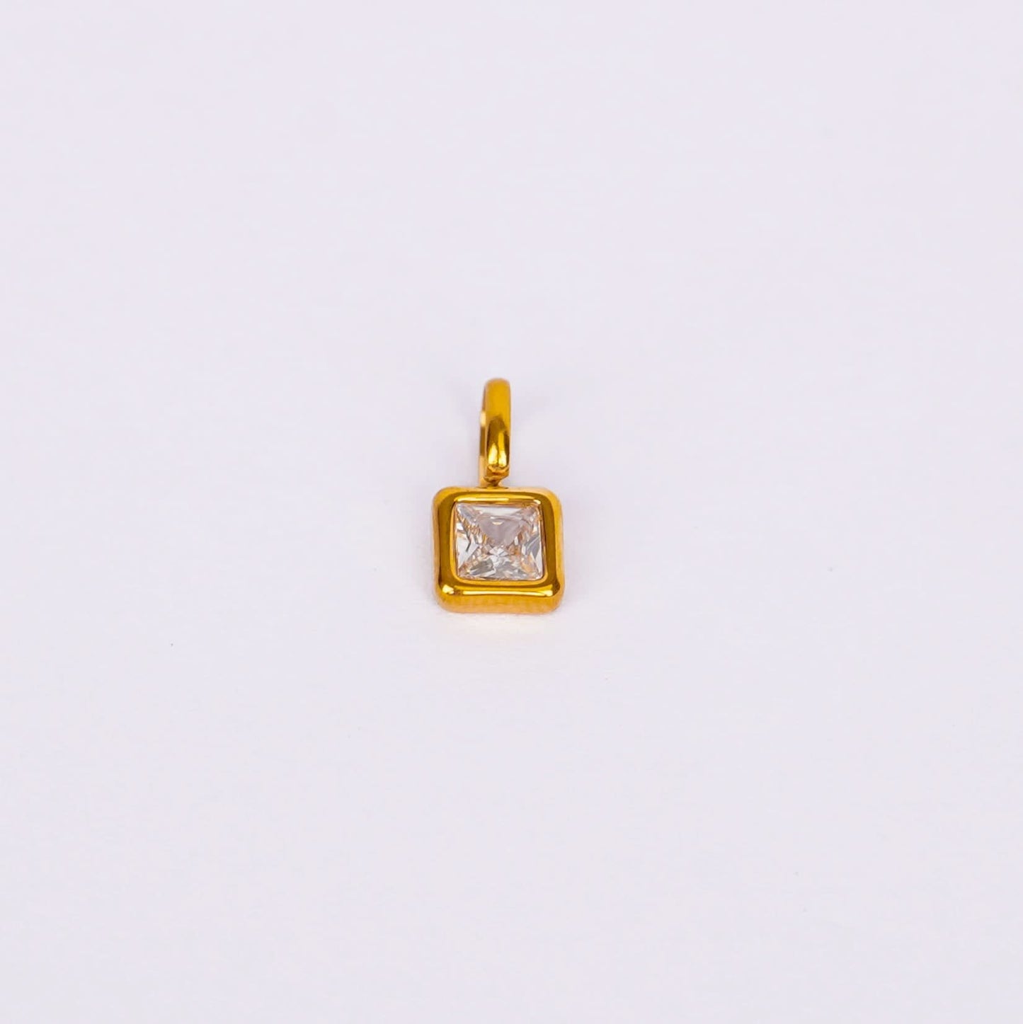 Gem Crystal Pendant Necklace – emerald-cut crystal pendant in 12 colour variants, 18K gold plated, PD18-16