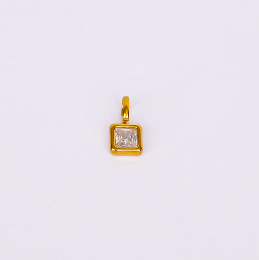 Gem Crystal Pendant Necklace – emerald-cut crystal pendant in 12 colour variants, 18K gold plated, PD18-16