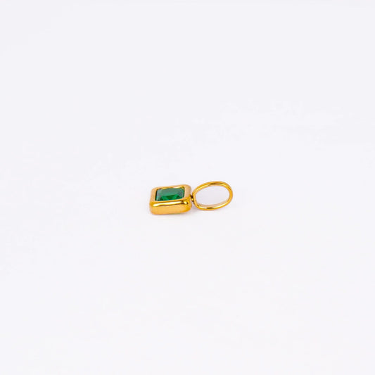 Gem Crystal Pendant Necklace – emerald-cut crystal pendant in 12 colour variants, 18K gold plated, PD18-2