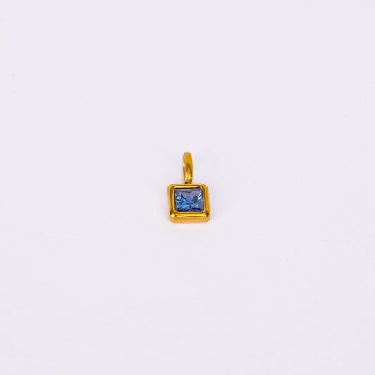 Gem Crystal Pendant Necklace – emerald-cut crystal pendant in 12 colour variants, 18K gold plated, PD18-20